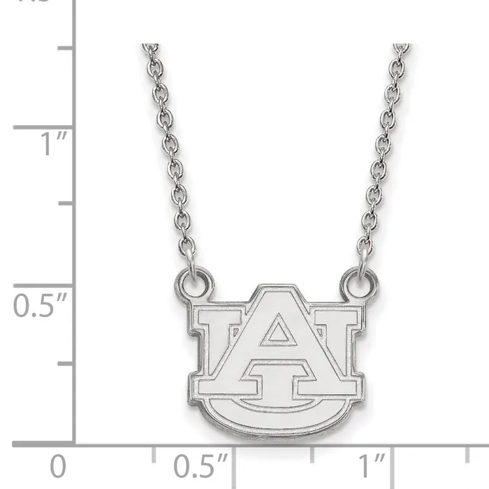 TreasureFineJewelers Necklaces 10K White Gold Auburn University Small Pendant wilth Necklace