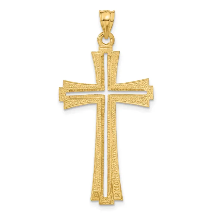 TreasureFineJewelers Necklaces 14K Diamond Cut and Satin Cross Pendant