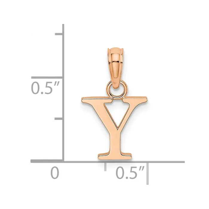 TreasureFineJewelers Necklaces 14K Rose Gold Polished Block Letter Y Initial Pendant