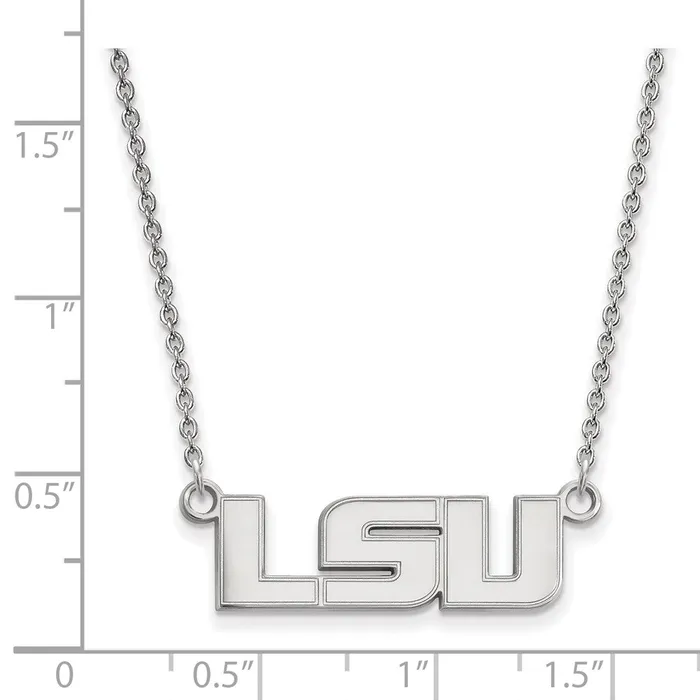 TreasureFineJewelers Necklaces 14K White Gold Louisiana State University Small Pendant with Necklace