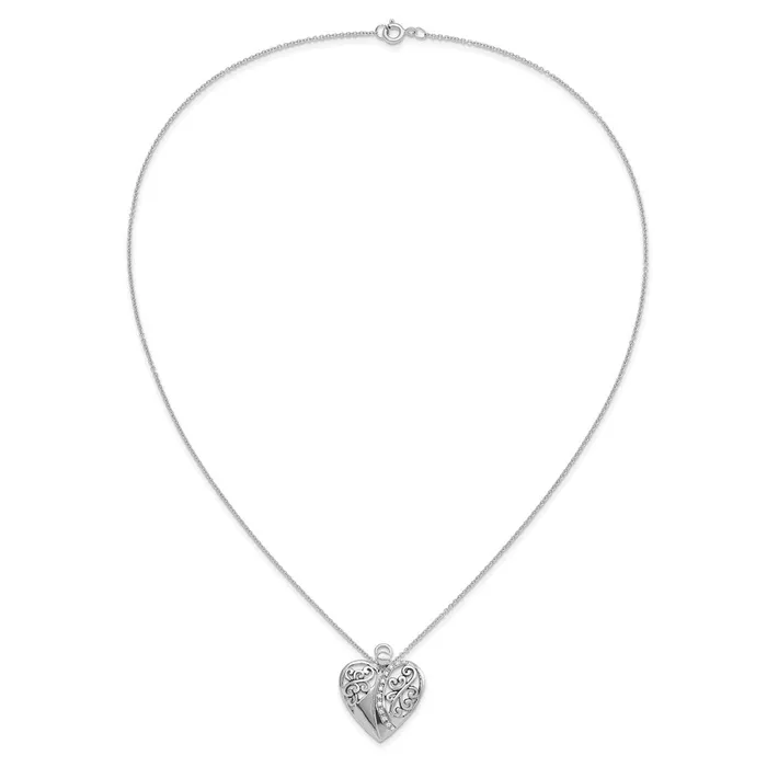 TreasureFineJewelers Necklaces Sentimental Expressions Sterling Silver Rhodiumplated CZ Antiqued 18in Angel of Love Necklace