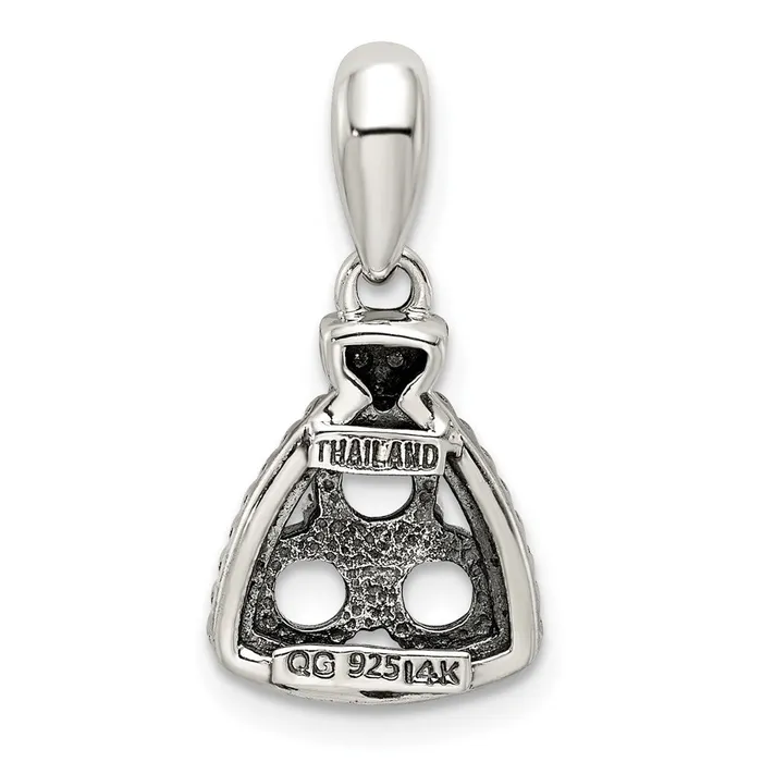 TreasureFineJewelers Necklaces Sterling Silver 14k Threestone and Diamond Mothers Pendant SemiMount