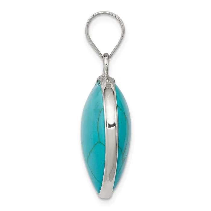 TreasureFineJewelers Necklaces Sterling Silver Heart Turquoise Pendant