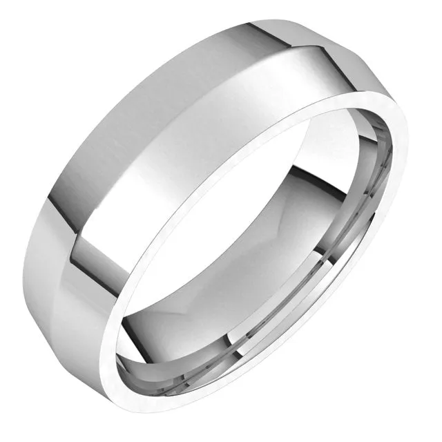 TreasureFineJewelers Rings 14K White Gold 6 mm Knife Edge Comfort Fit Wedding Band