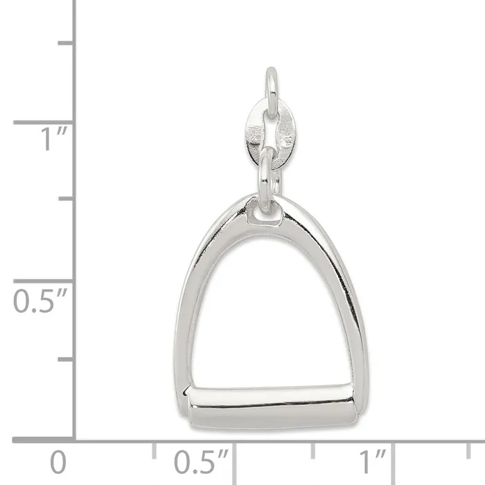 TreasureFineJewelers Rings Sterling Silver Large Polished Horse Stirrup Charm