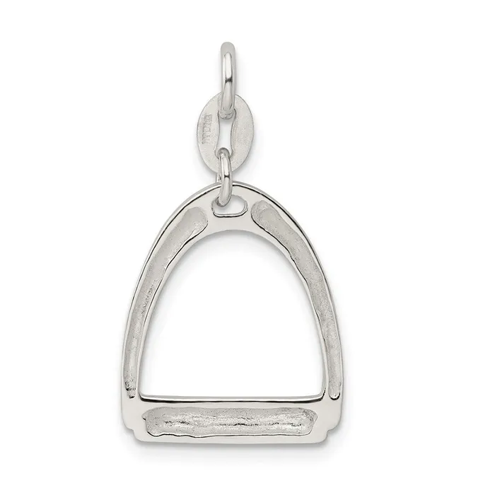 TreasureFineJewelers Rings Sterling Silver Large Polished Horse Stirrup Charm