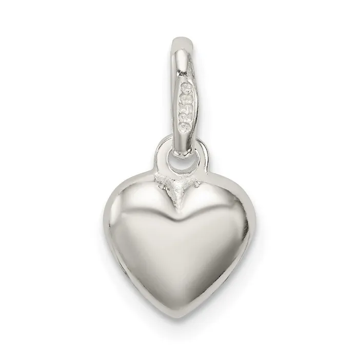 TreasureFineJewelers Rings Sterling Silver Polished Puff Heart Charm