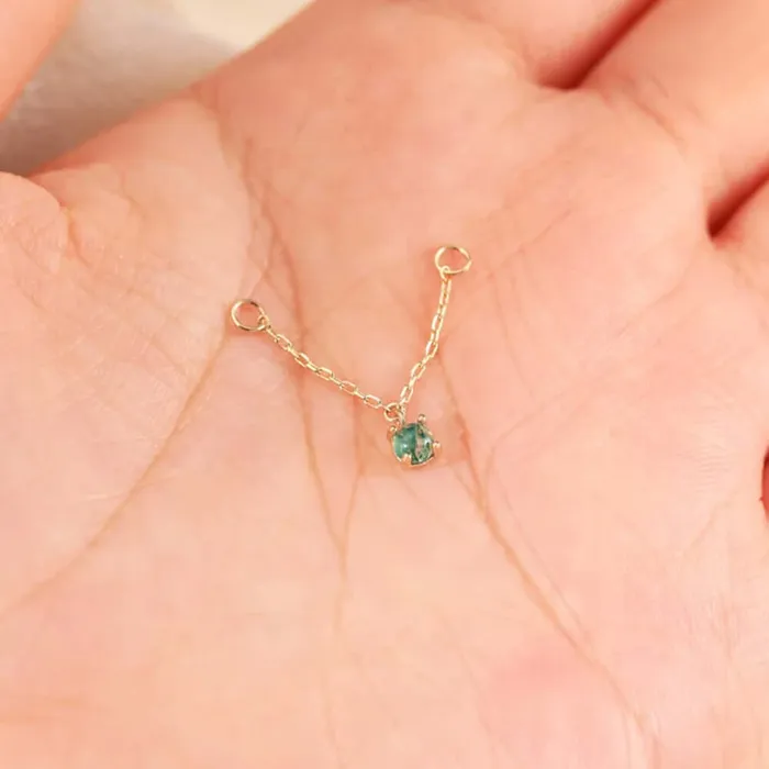 Trendolla Jewelry Earrings 925 Silver Natural Three Tassel Moss Agate Flat Back Earrings