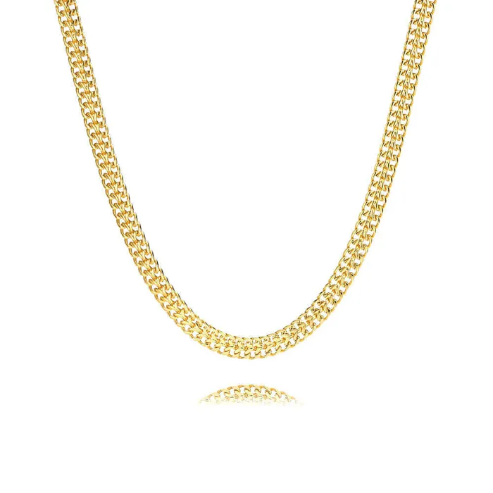 Trendolla Jewelry Necklaces 18K Gold Plated Double Row Women Chain Necklace
