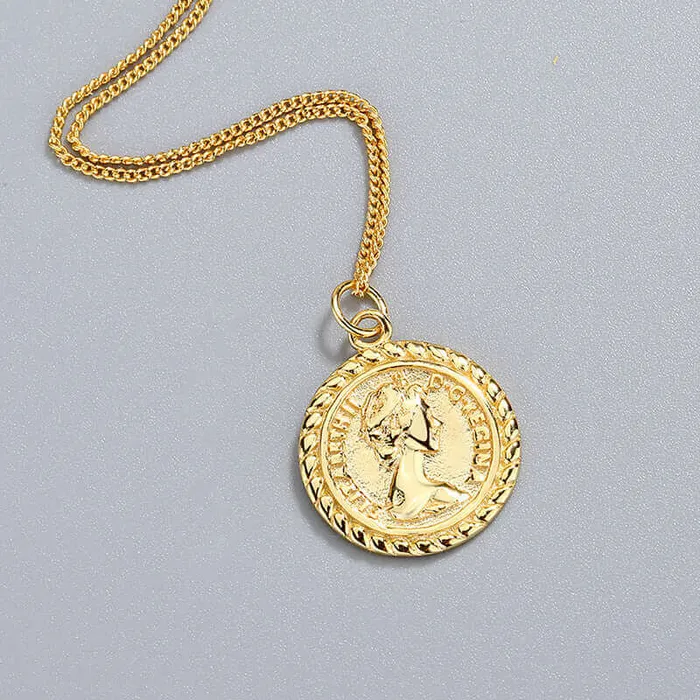 Trendolla Jewelry Necklaces 925 Sterling Silver Vintage Coin Elizabethan Virgencita Necklace