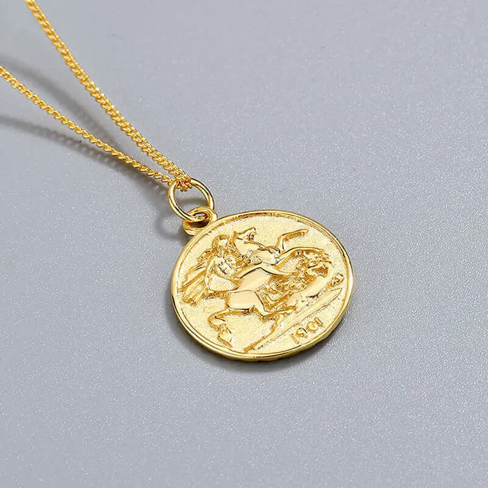 Trendolla Jewelry Necklaces 925 Sterling Silver Vintage Coin Elizabethan Virgencita Necklace