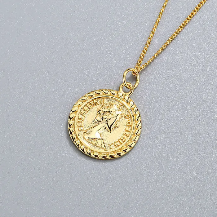 Trendolla Jewelry Necklaces 925 Sterling Silver Vintage Coin Elizabethan Virgencita Necklace
