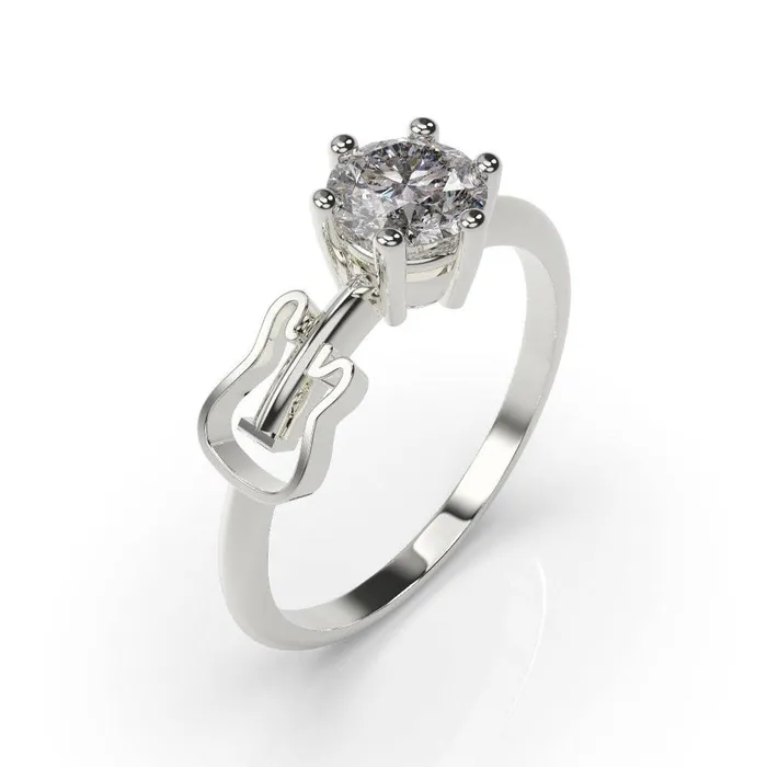 Bass Guitar Engagement Ring White Gold Bass Guitar MyUniqueRing Rings