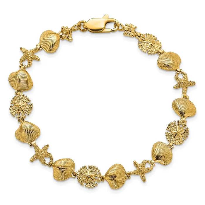 14K Sand Dolloar Clam Starfish BraceletWBCFB1631725 WB Choice Jewelry Bracelets
