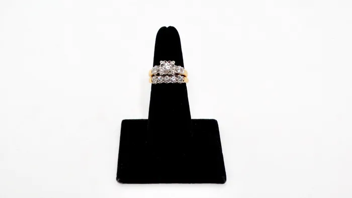 Art Deco European Cut Diamond 14k Yellow Gold Cluster Ring Vintage by Misty Rings