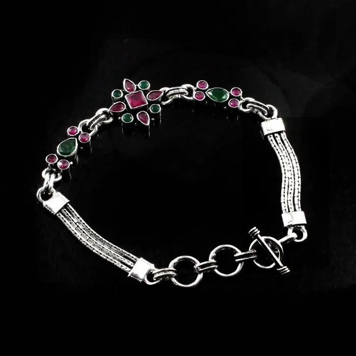 Authentic Look Real Sterling Silver Cut Stone Oxidized Bracelet Gift For Girls Women Karizma Jewels Bracelets
