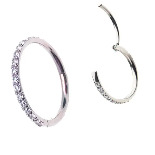 Body Clickers Earrings Titanium CZ Clicker Hoop 16g 18g 20g