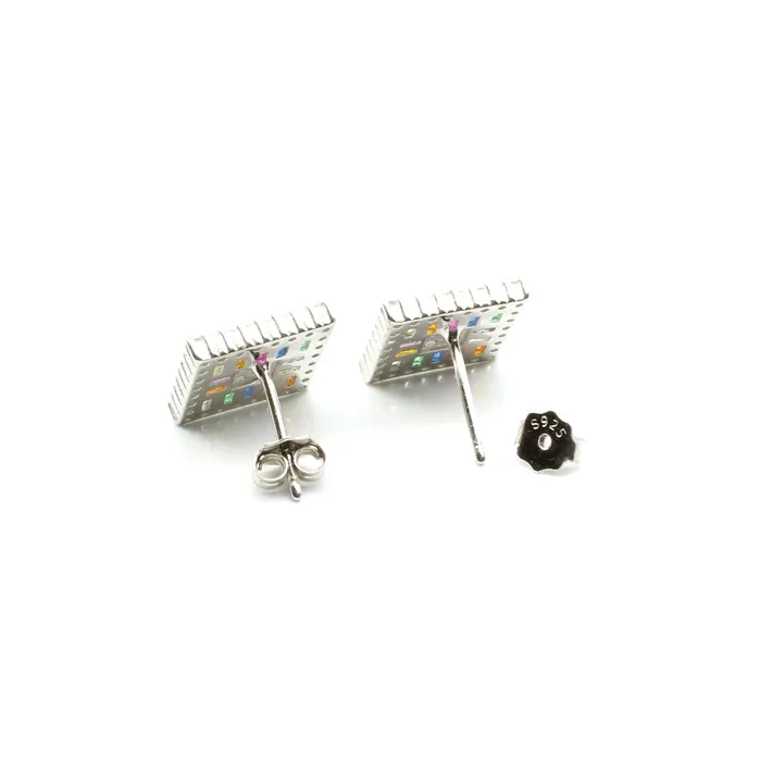 Earrings 925 Silver Multi CZ Stud Earring Set In Platinum Finish Karizma Jewels