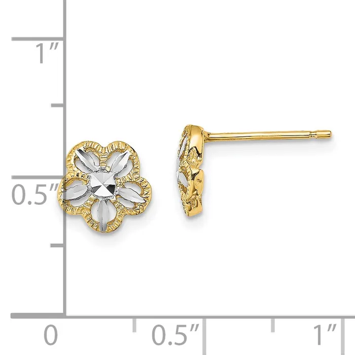 Earrings WB Choice Jewelry 14K wRhodium Diamondcut Flower Post EarringsWBCK4410