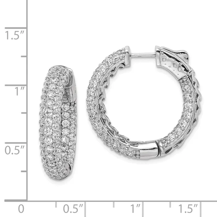 Earrings WB Choice Jewelry Sterling Silver Rhodiumplated Pav CZ In and Out Hoop EarringsWBCQE11077
