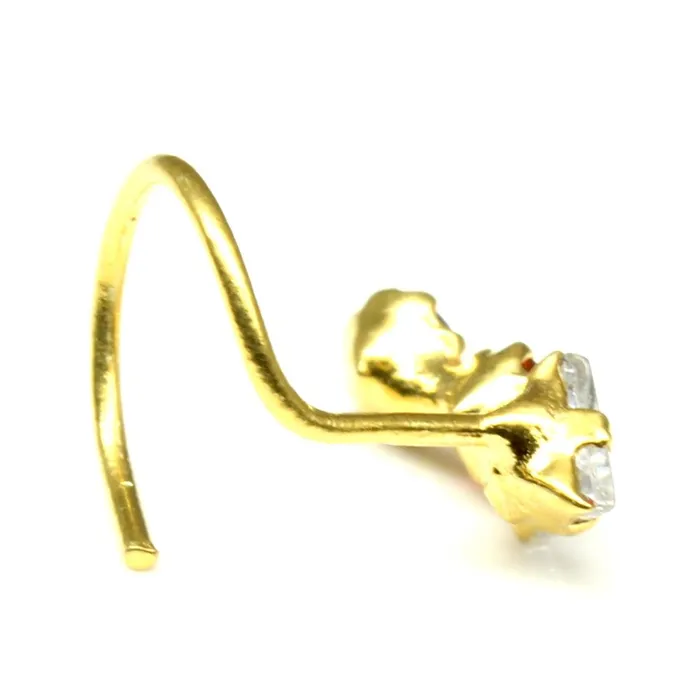 Karizma Jewels Rings Indian Nose Stud Multi color CZ stone nose stud corkscrew nose piercing ring