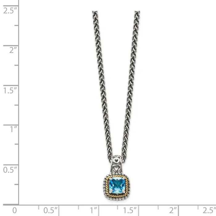 Necklaces WB Choice Jewelry Sterling Silver w14k Blue Topaz NecklaceWBCQTC799