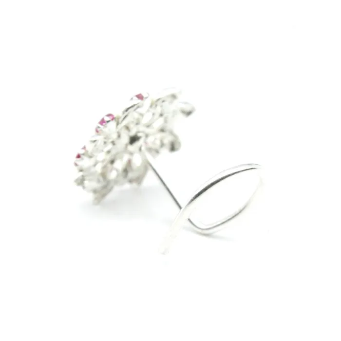 Rings Karizma Jewels Real Solid Silver Nose Stud Pink White CZ Twisted nose ring