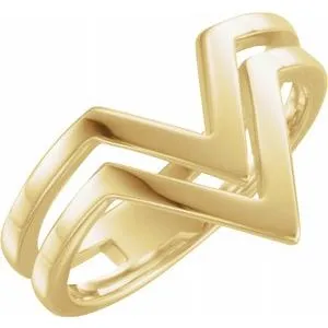 Rings WB Choice Jewelry 14K Yellow Double Row V Ring51547102PSTWBC