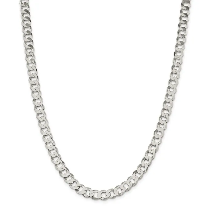 Sterling Silver 8mm Flat Curb ChainWBCQLB20024 WB Choice Jewelry Rings