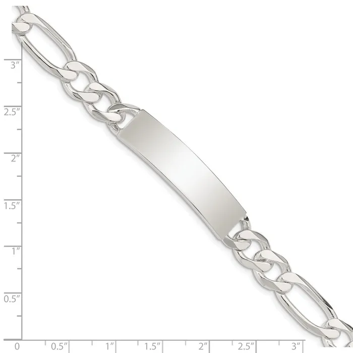 Sterling Silver Figaro Link ID BraceletWBCQID19085 WB Choice Jewelry Bracelets