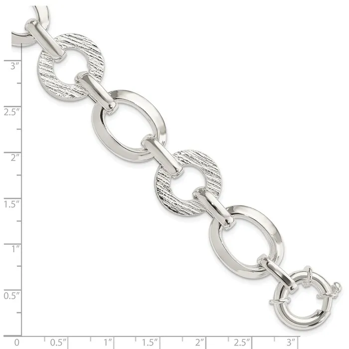 Sterling Silver Polished Ovals And Textured Circles BraceletWBCQG388575 WB Choice Jewelry Bracelets