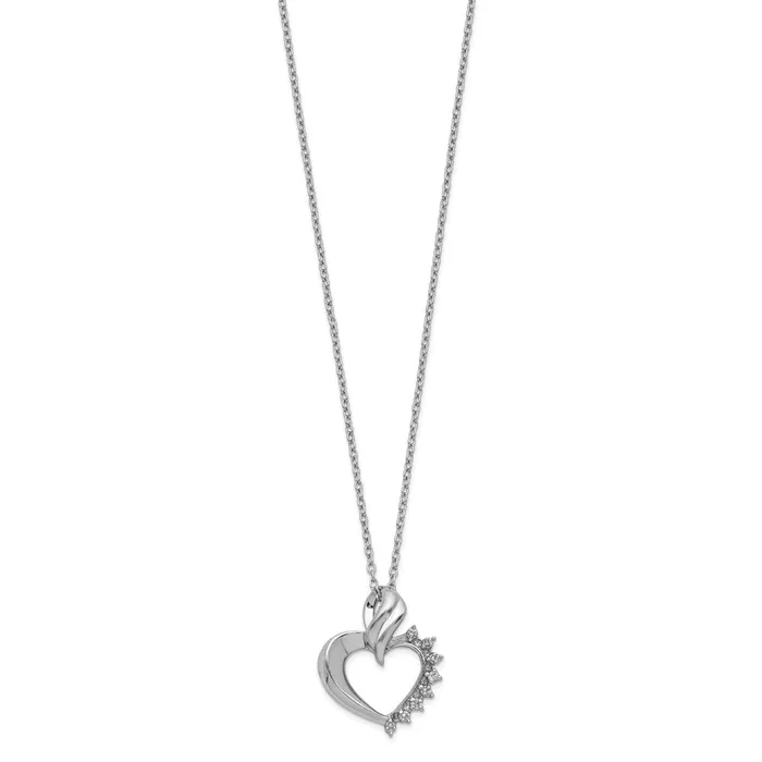 Sterling Silver Rhodiumplated Heart Diamond NecklaceWBCQG203818 WB Choice Jewelry Necklaces