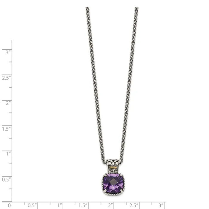 Sterling Silver w14k Amethyst NecklaceWBCQTC731 WB Choice Jewelry Necklaces Sterling Silver w14k Amethyst NecklaceWBCQTC731 WB Choice Jewelry Necklaces