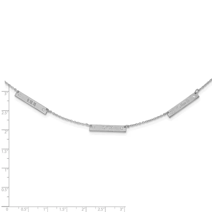 WB Choice Jewelry Necklaces Sterling SilverRhodiumplated Brushed 3 Station with Diamond NecklaceWBCXNA11773SS WB Choice Jewelry Necklaces Sterling SilverRhodiumplated Brushed 3 Station with Diamond NecklaceWBCXNA11773SS